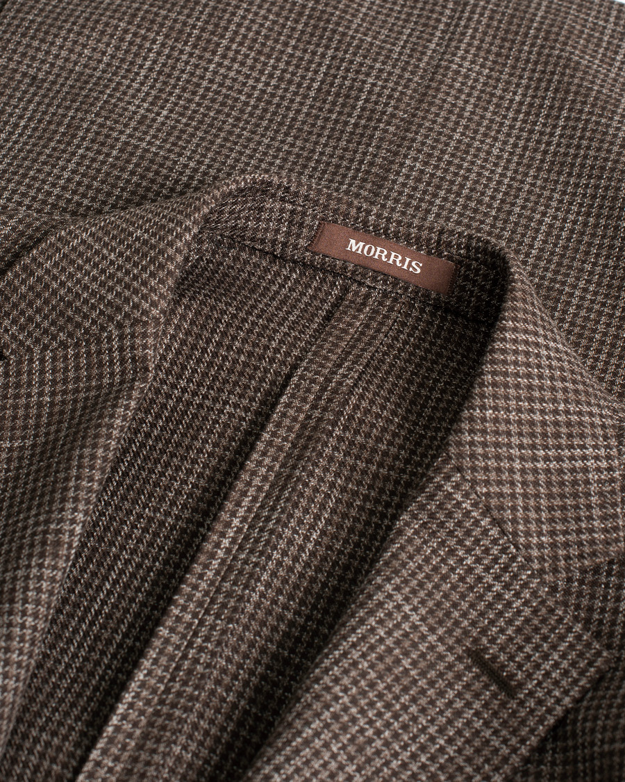 Herre | Morris Heritage Keith Cotton/Wool Dogtooth Blazer Brown | Pre-owned | Morris Heritage Keith Cotton/Wool Dogtooth Blazer Brown