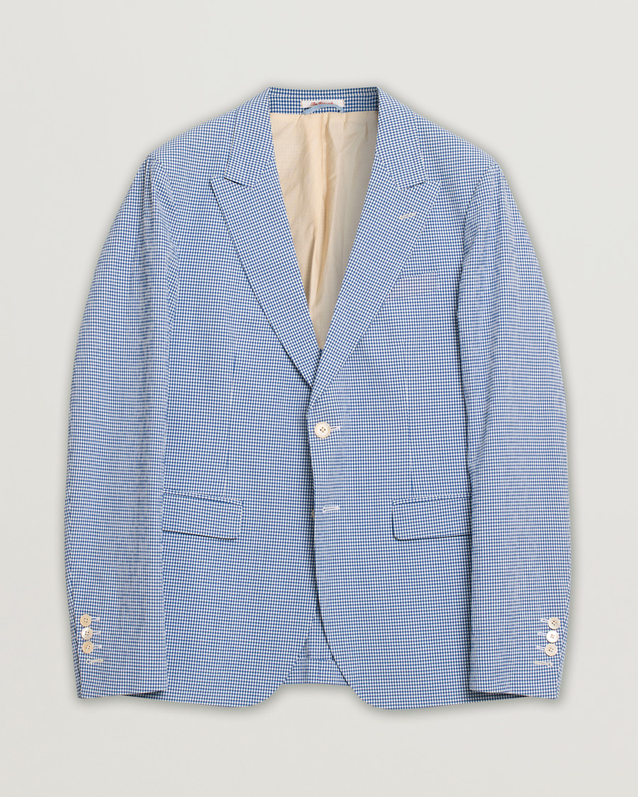 Herre | Gant Rugger The Hopsack Seersucker Checked Blazer Blue 50 | Pre-owned | Gant Rugger The Hopsack Seersucker Checked Blazer Blue 50