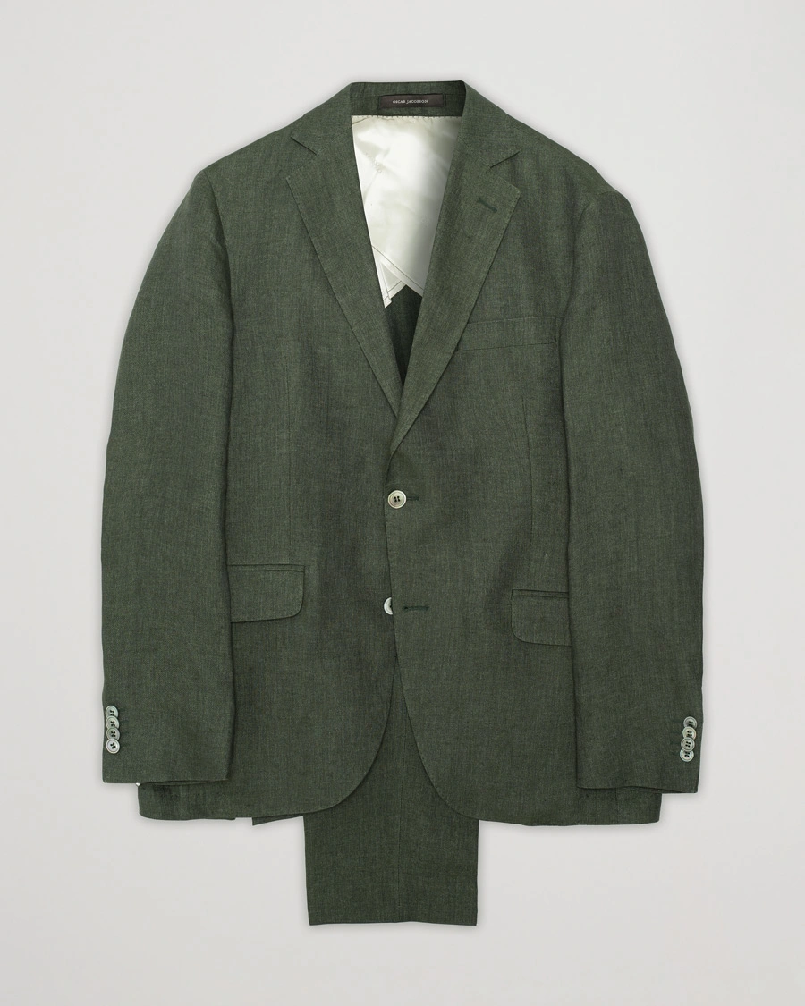 Herre | Dressjakker | Pre-owned | Oscar Jacobson Ferry Linen Suit Green 50