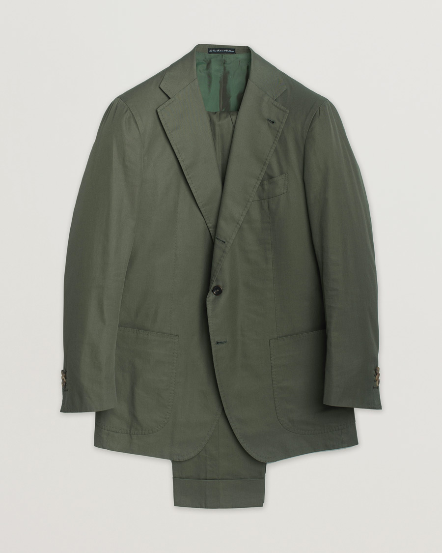 Herre | Pre-owned Dresser | Pre-owned | Orazio Luciano Cotton Suit Green 50