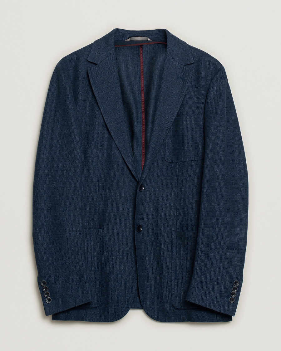 Herre | Pre-owned Dressjakker | Pre-owned | Canali Linen/Cotton Jersey Blazer Dark Blue