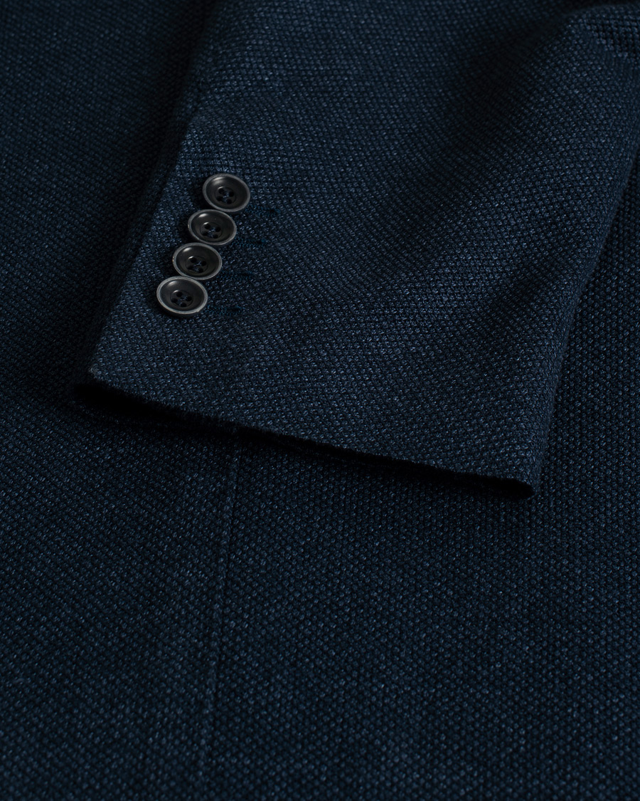 Herre | Canali Linen/Cotton Jersey Blazer Dark Blue | Pre-owned | Canali Linen/Cotton Jersey Blazer Dark Blue
