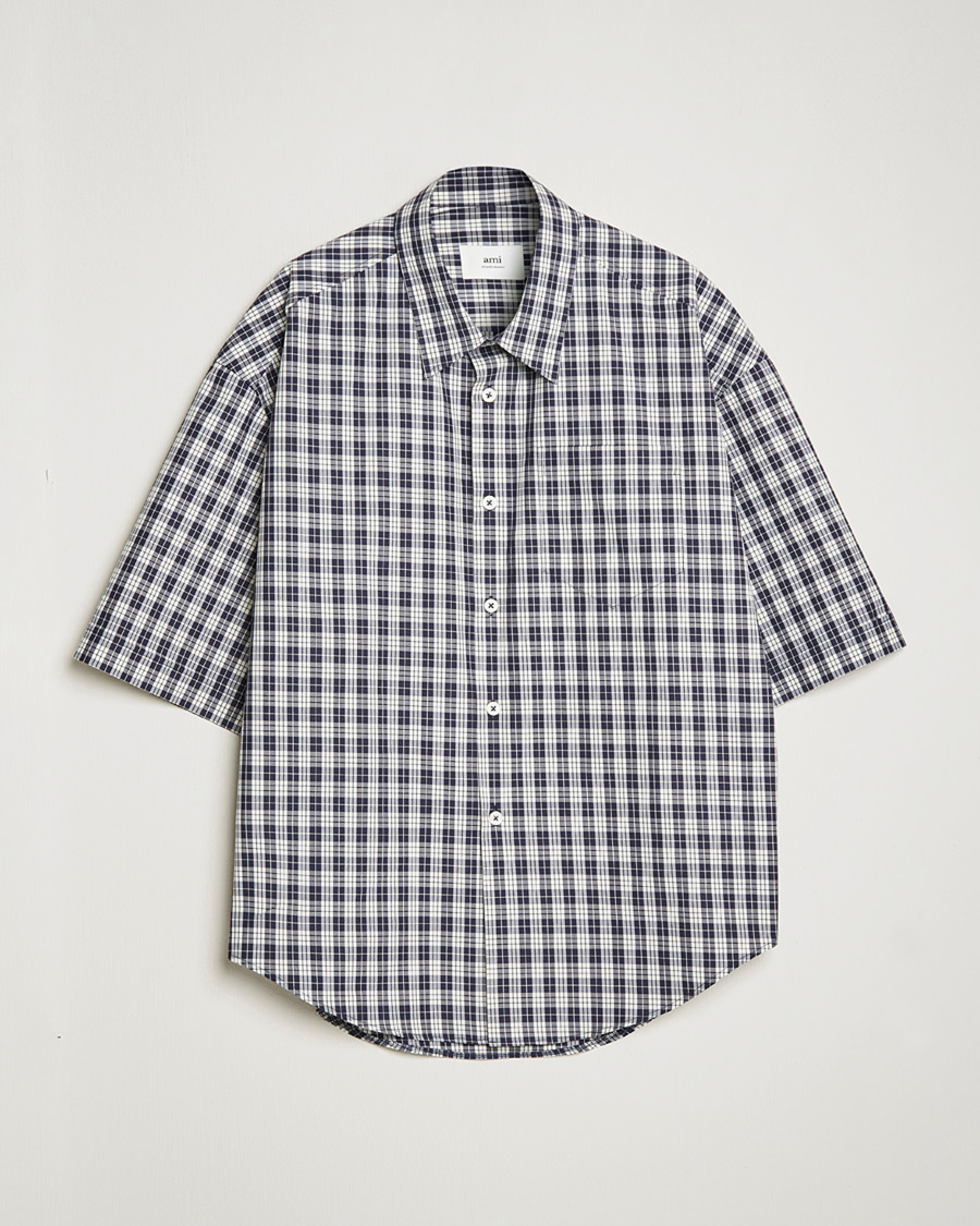 Herre | Pre-owned Skjorter | Pre-owned | AMI Boxy Fit Short Sleeve Shirt Navy Check