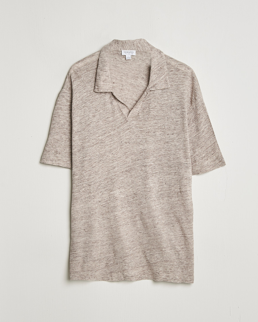 Herre | Pikéer | Pre-owned | Sunspel Linen Polo Shirt Oatmeal Melange