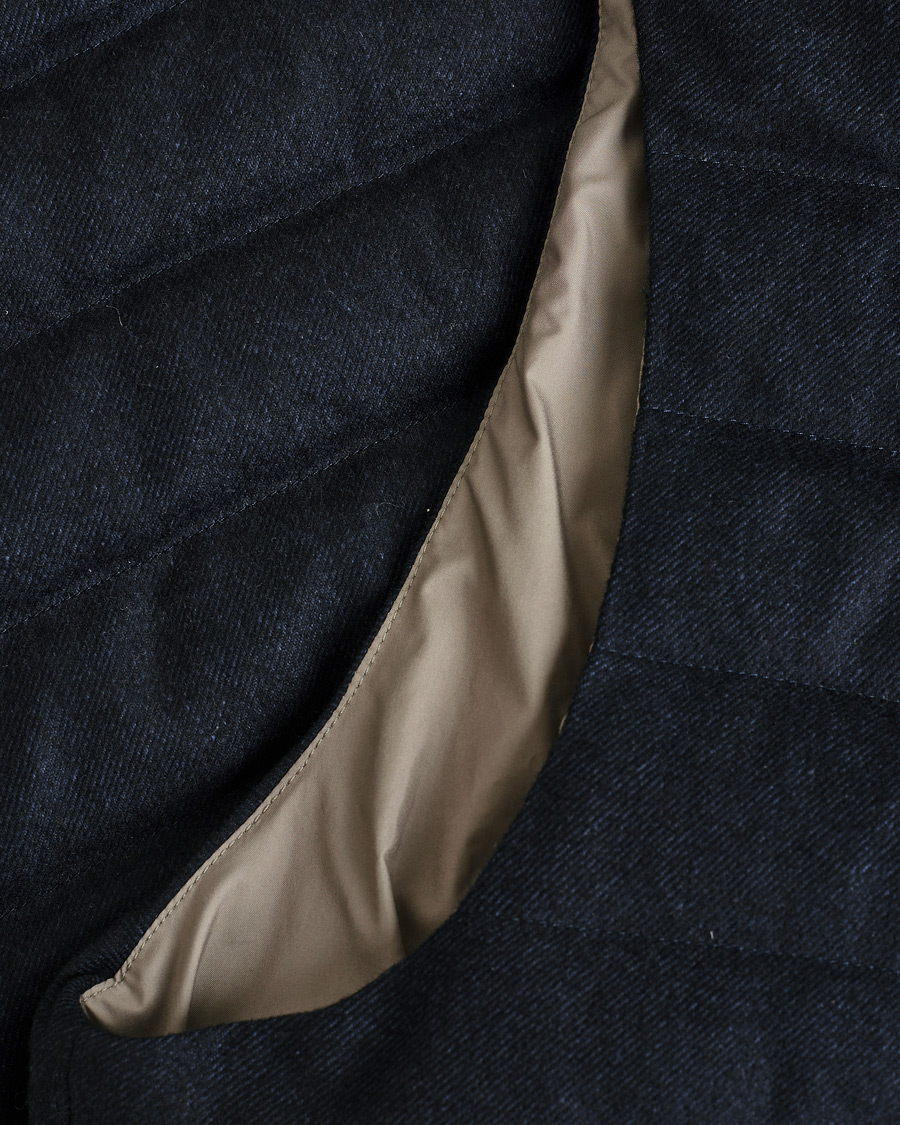 Herre | Pre-owned Jakker | Pre-owned | Herno Hooded Flannel Cashmere & Silk Vest Navy 52