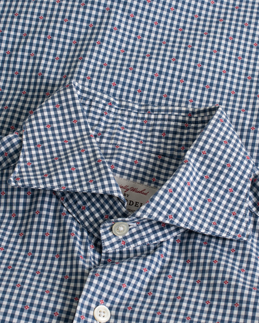 Herre | Ghirardelli Small Check Cut Away Shirt Blue 39 | Pre-owned | Ghirardelli Small Check Cut Away Shirt Blue 39
