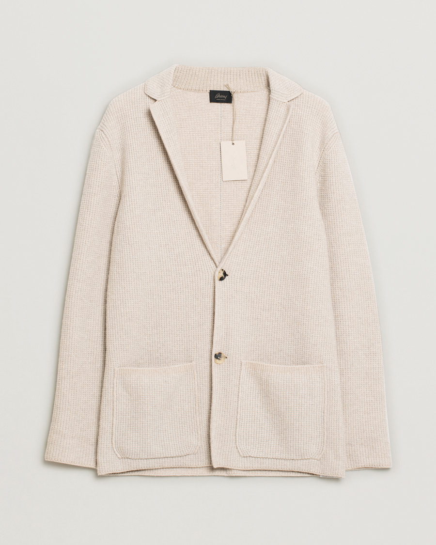 Herre | Brioni Cashmere Jacquard Cardigan Beige | Pre-owned | Brioni Cashmere Jacquard Cardigan Beige