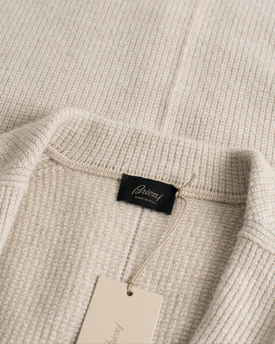 Herre | Brioni Cashmere Jacquard Cardigan Beige | Pre-owned | Brioni Cashmere Jacquard Cardigan Beige