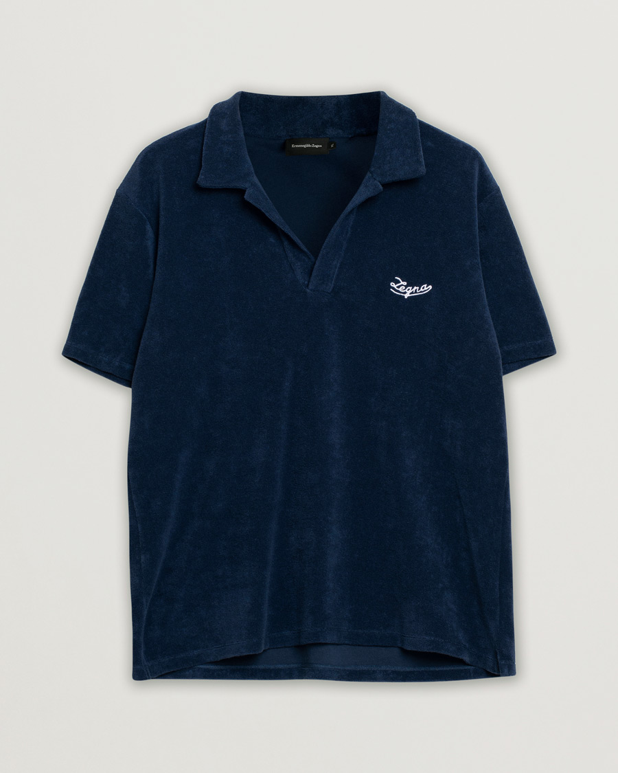 Herre | Ermenegildo Zegna Short Sleeve Terry Piquet Navy XL | Pre-owned | Ermenegildo Zegna Short Sleeve Terry Piquet Navy XL