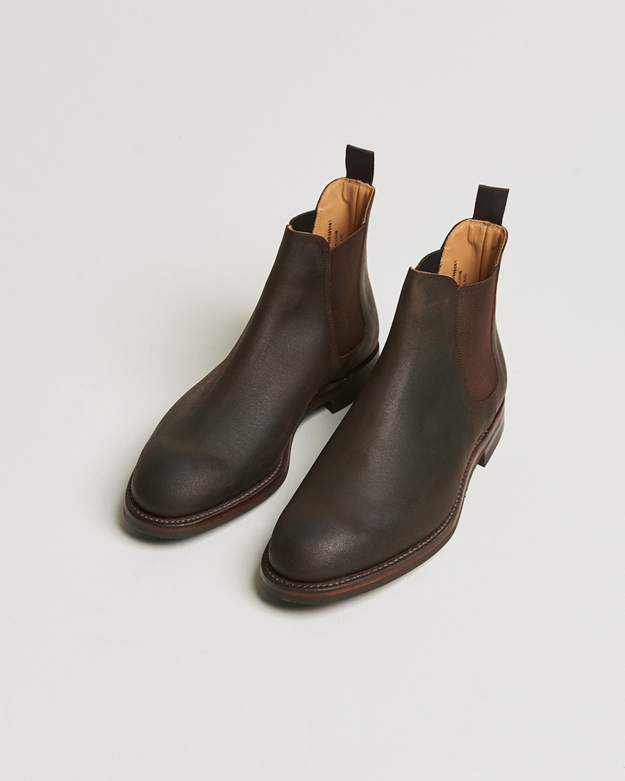 Herre | Pre-owned Randsydde sko | Pre-owned | Crockett & Jones Chelsea 5 Dk Brown Rough-Out Suede UK8,5 - EU42,5