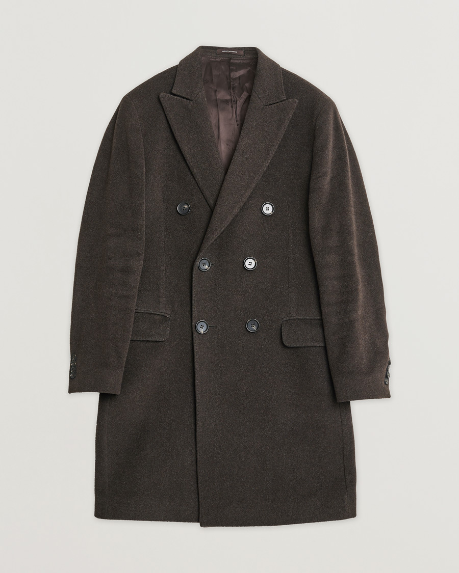 Herre | Pre-owned Jakker | Pre-owned | Oscar Jacobson Sebastian Wool/Cashmere Double Breasted Coat Brown 48