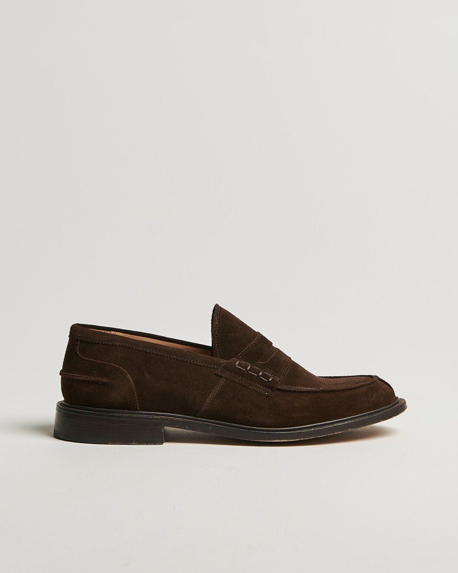Herre | Tricker's James Penny Loafers Chocolate Suede | Pre-owned | Tricker's James Penny Loafers Chocolate Suede