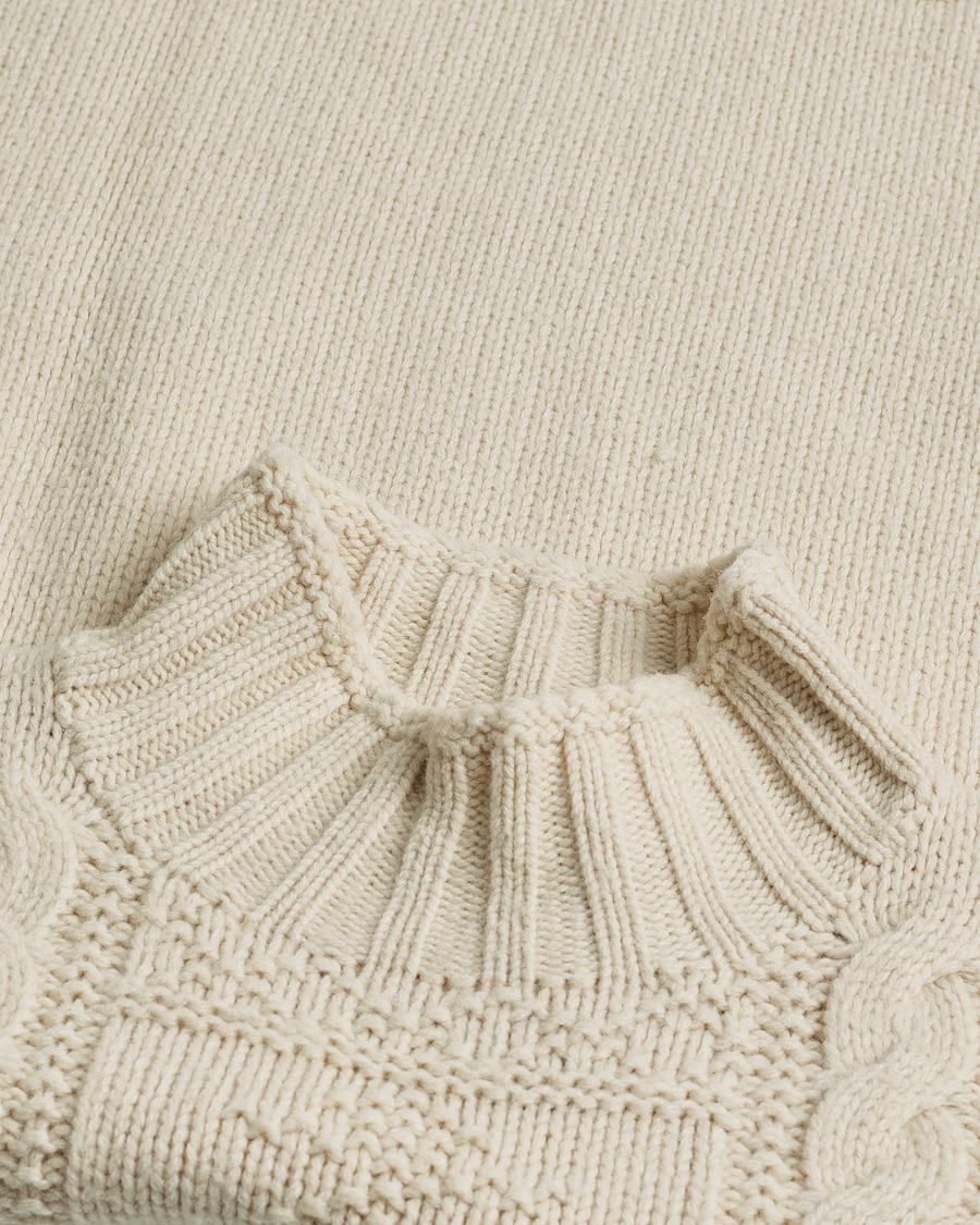 Herre | Polo Ralph Lauren Wool Knitted Aran Rollneck Cream | Pre-owned | Polo Ralph Lauren Wool Knitted Aran Rollneck Cream