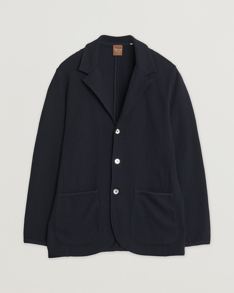 Herre | Stenströms Merino Wool Texture Knitted Blazer Navy L | Pre-owned | Stenströms Merino Wool Texture Knitted Blazer Navy L