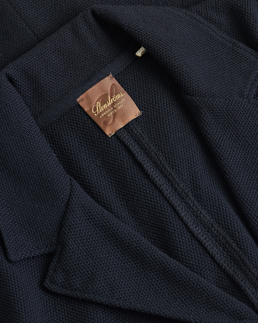 Herre | Stenströms Merino Wool Texture Knitted Blazer Navy L | Pre-owned | Stenströms Merino Wool Texture Knitted Blazer Navy L