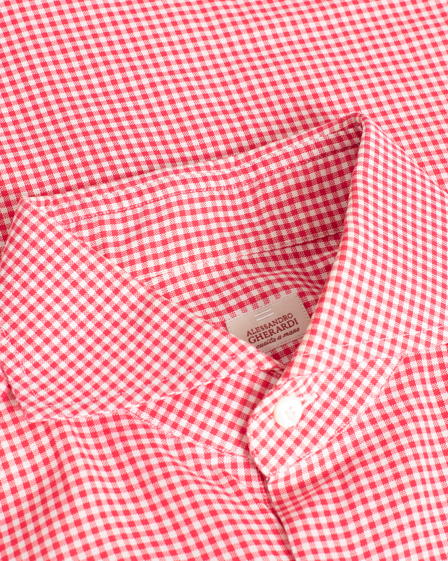 Herre | Alessandro Gherardi Slim Checked Dress Shirt Red 39 - M | Pre-owned | Alessandro Gherardi Slim Checked Dress Shirt Red 39 - M