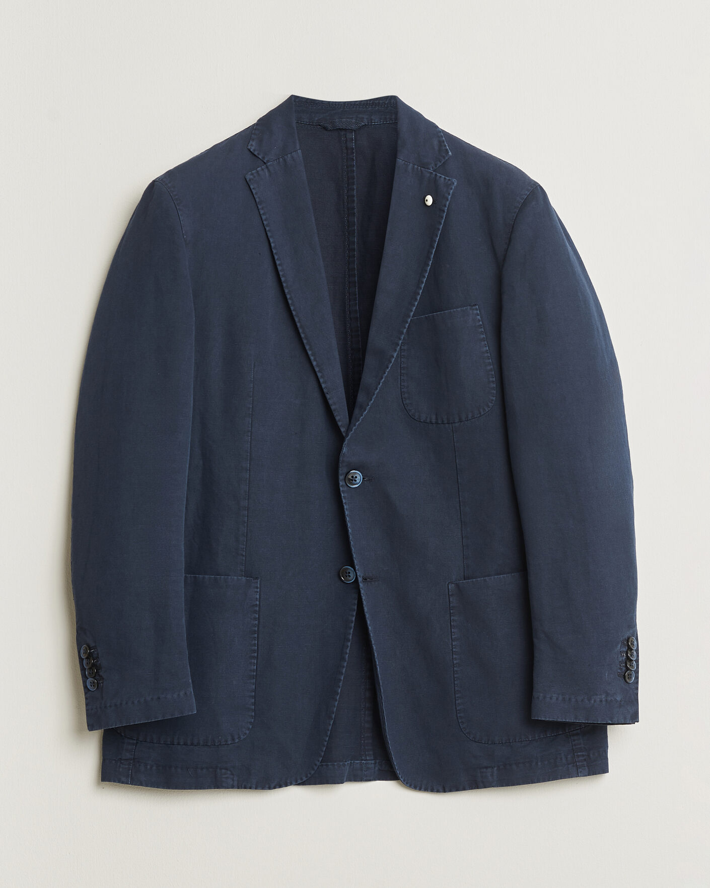 Herre | Pre-owned Dressjakker | Pre-owned | L.B.M. 1911 Jack Regular Fit Cotton & Linen Blazer Navy 52