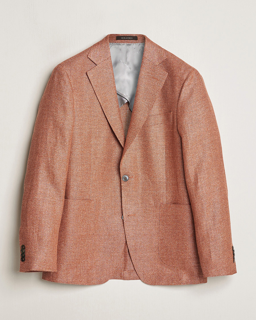 Herre | Pre-owned Dressjakker | Pre-owned | Oscar Jacobson Ferry Hopsack Hemp/Wool Blazer Orange 54