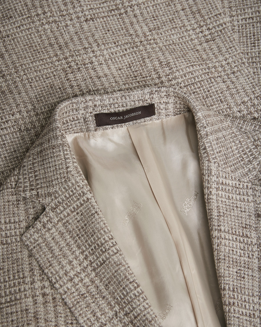 Herre | Dressjakker | Pre-owned | Oscar Jacobson Jan Soft Checked Cotton/Linen Blazer Grey 152