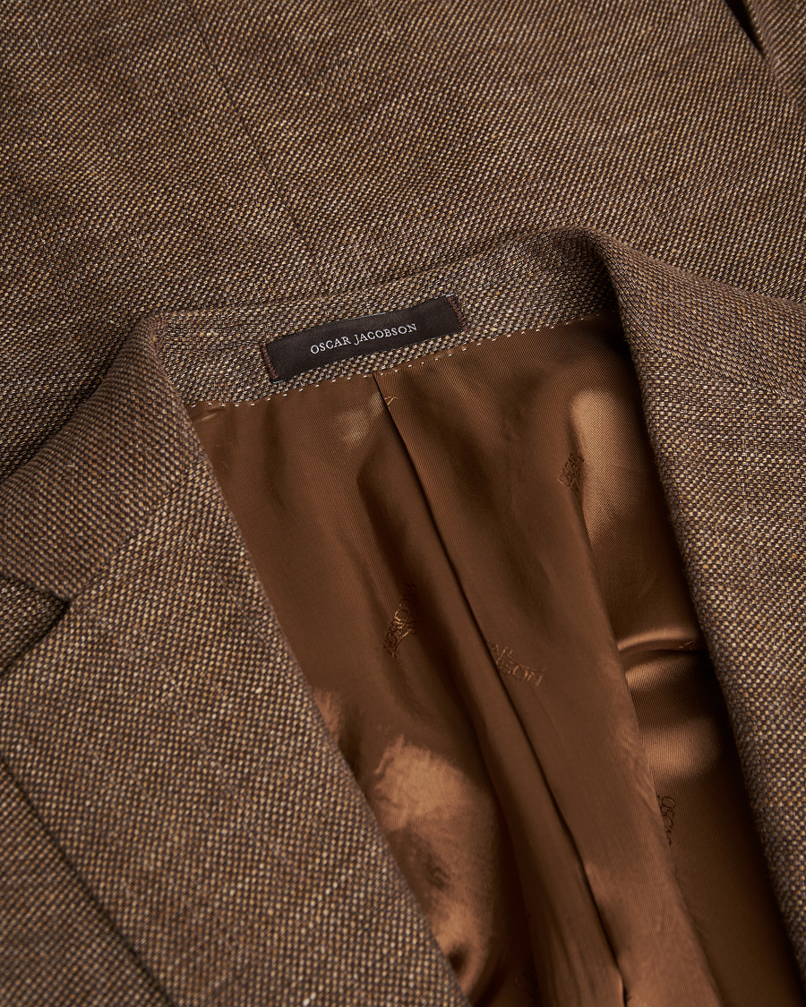 Herre | Oscar Jacobson Ego Linen/Wool Blazer Brown 52 | Pre-owned | Oscar Jacobson Ego Linen/Wool Blazer Brown 52