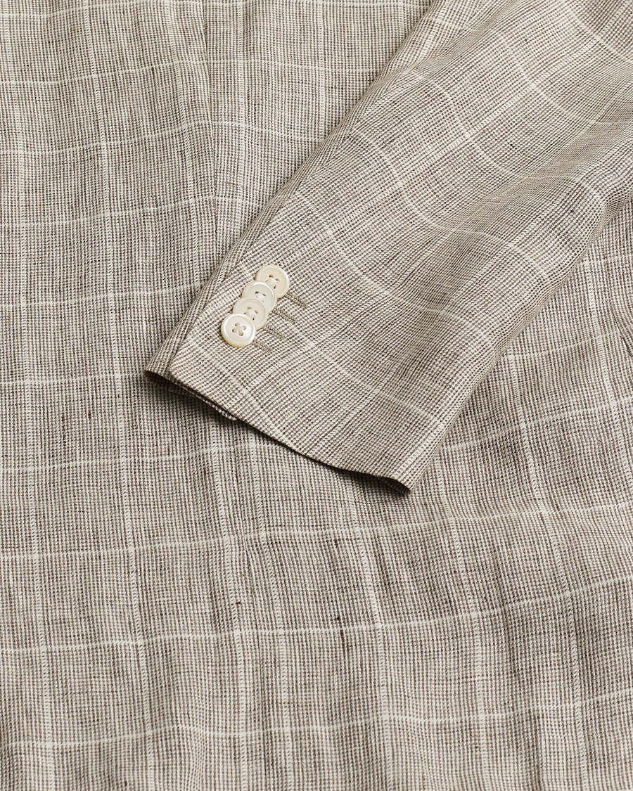 Herre | Pre-owned Dressjakker | Pre-owned | Corneliani Linen Blazer Light Beige Check 48