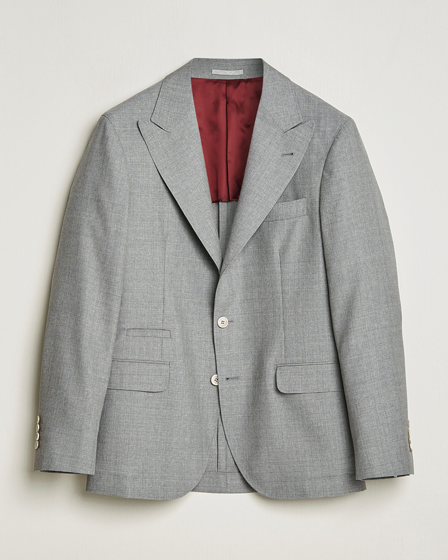 Herre | Pre-owned Dressjakker | Pre-owned | Brunello Cucinelli Peak Lapel Wool Blazer Light Grey