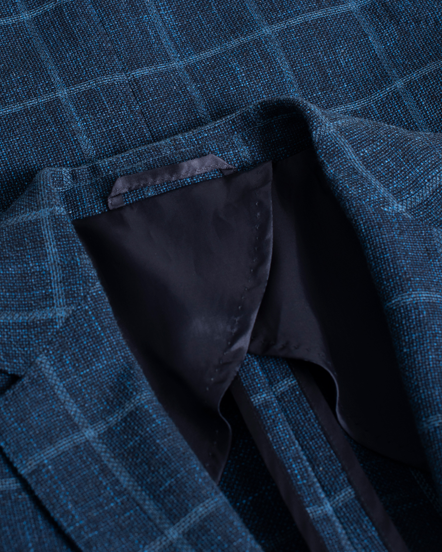 Herre | Hugo Boss Nobis Checked Blazer Dark Blue 46 | Pre-owned | Hugo Boss Nobis Checked Blazer Dark Blue 46