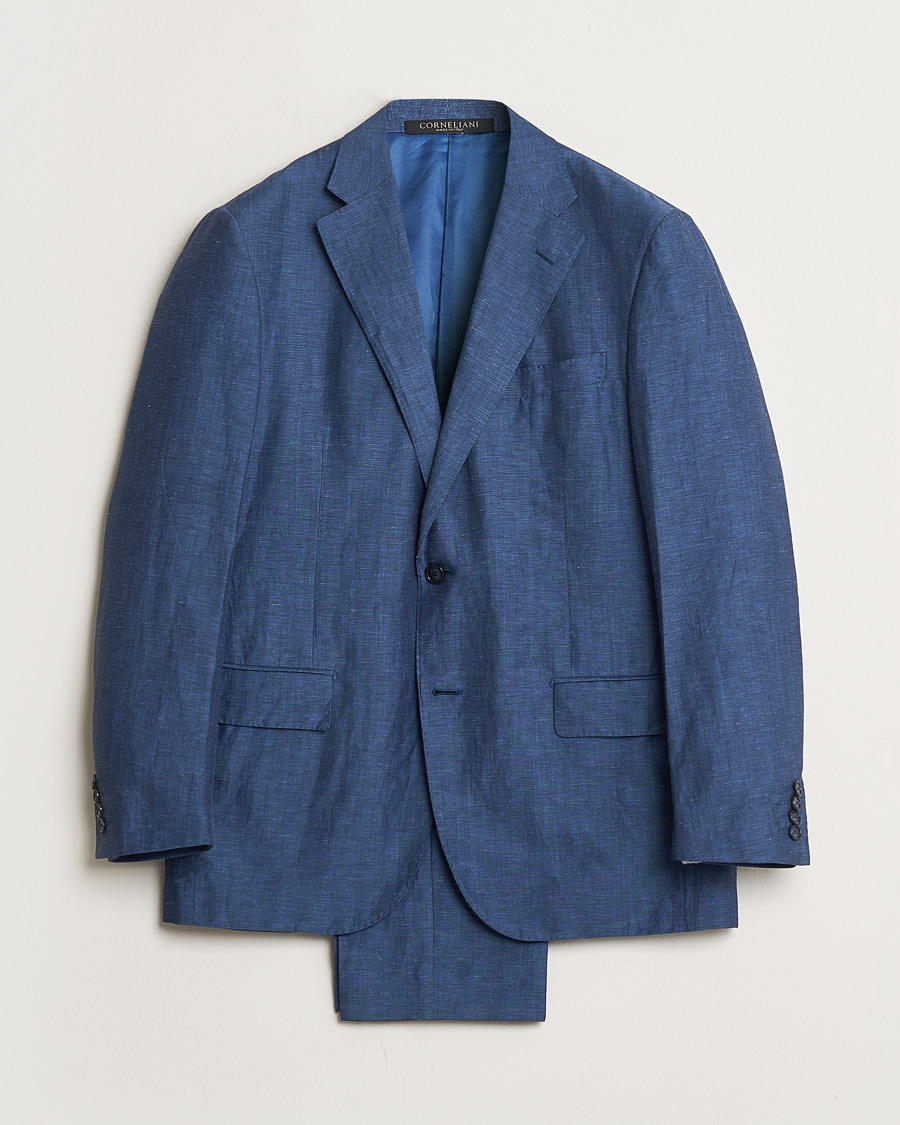 Herre | Pre-owned Dresser | Pre-owned | Corneliani Linen/Wool Blend Suit Blue 52