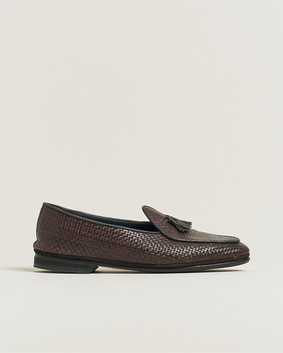 Herre | Pre-owned Sko | Pre-owned | Rubinacci Marphy Woven Dark Brown Leather Tassel Loafers 41
