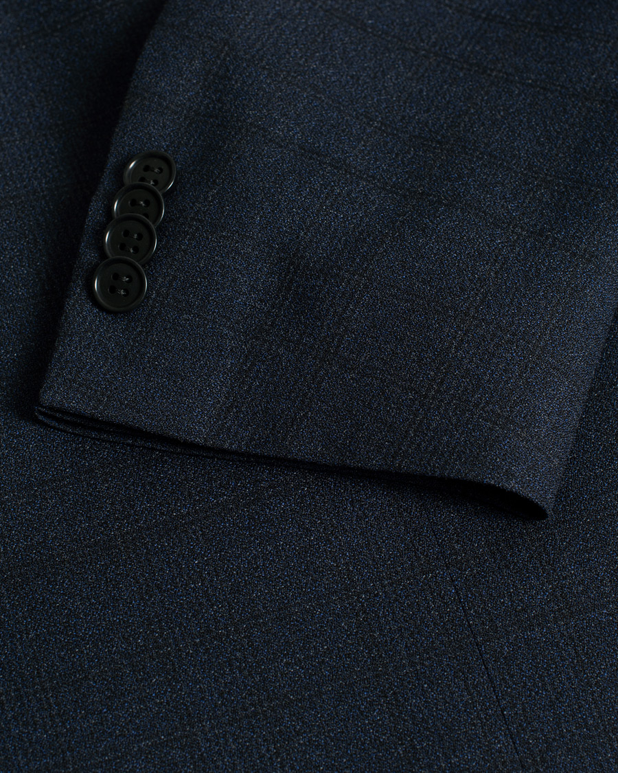 Herre | Canali Checked Wool Blazer Navy 50 | Pre-owned | Canali Checked Wool Blazer Navy 50
