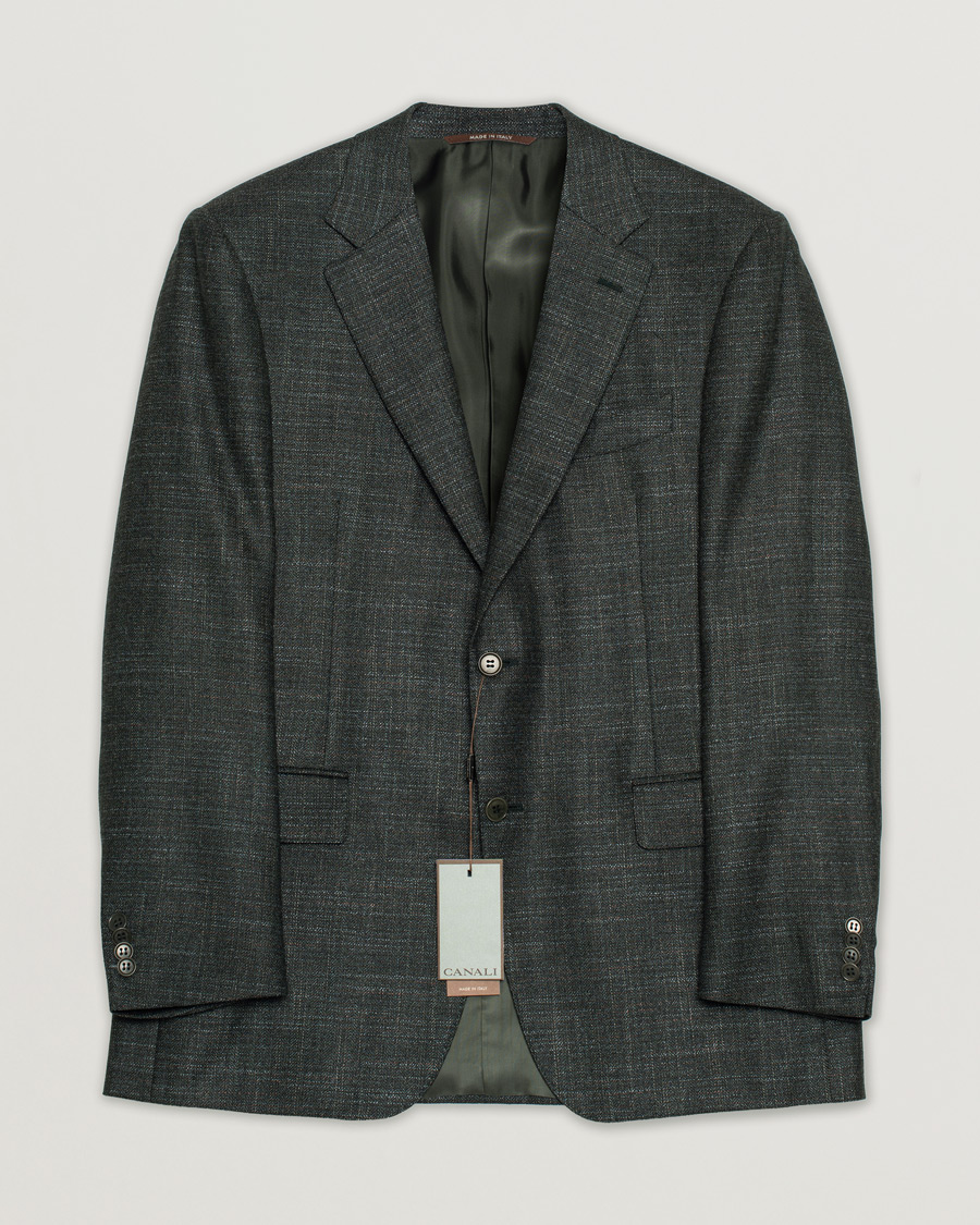 Herre | Canali Silk/Cashmere Blazer Green Melange 50 | Pre-owned | Canali Silk/Cashmere Blazer Green Melange 50