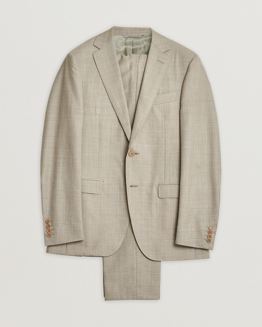 Herre | Pre-owned Dresser | Pre-owned | Canali Wool Suit Beige Melange 48