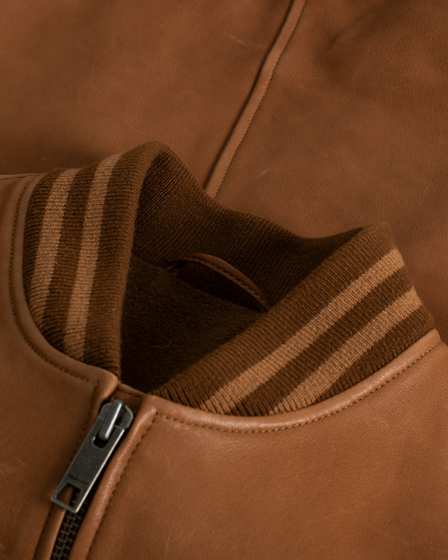 Herre | GANT Leather Varsity Jacket Brown Sugar | Pre-owned | GANT Leather Varsity Jacket Brown Sugar