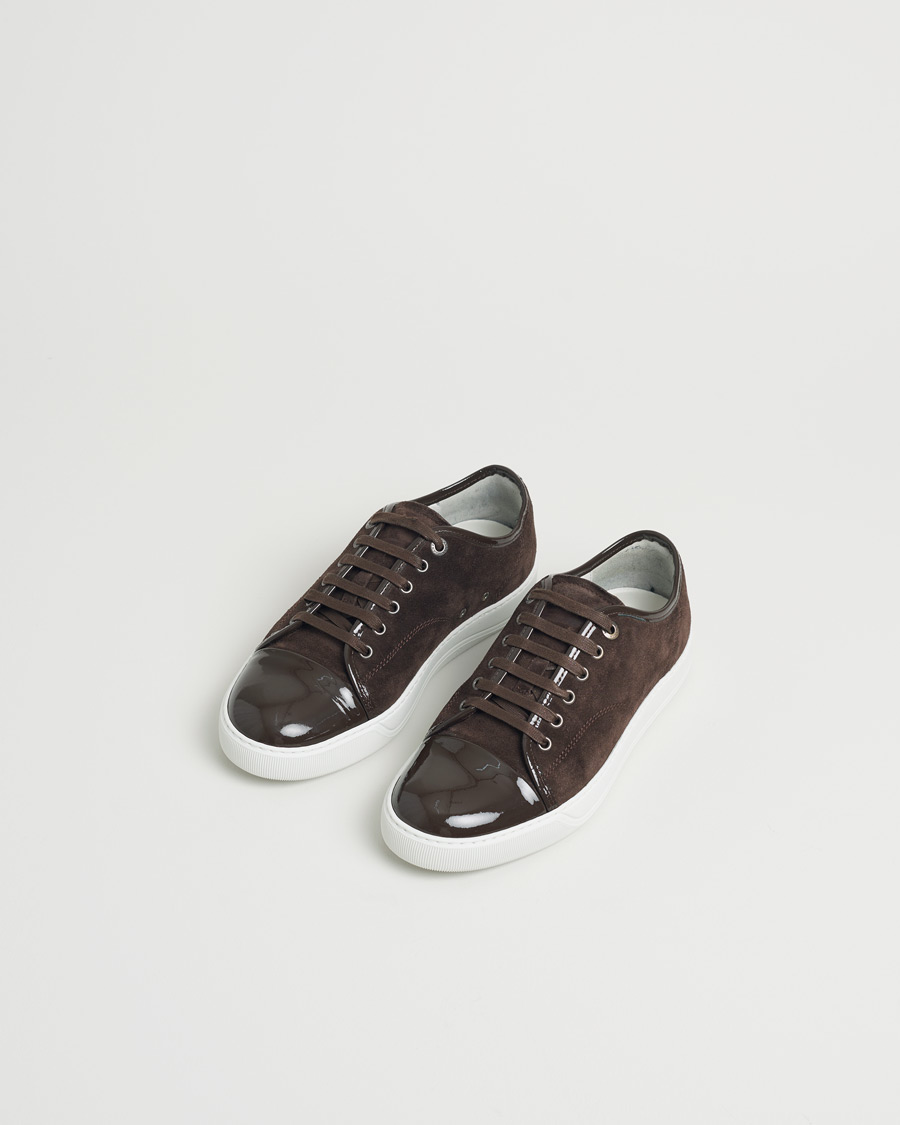 Herre | Lanvin Patent Cap Toe Sneaker Dark Brown | Pre-owned | Lanvin Patent Cap Toe Sneaker Dark Brown