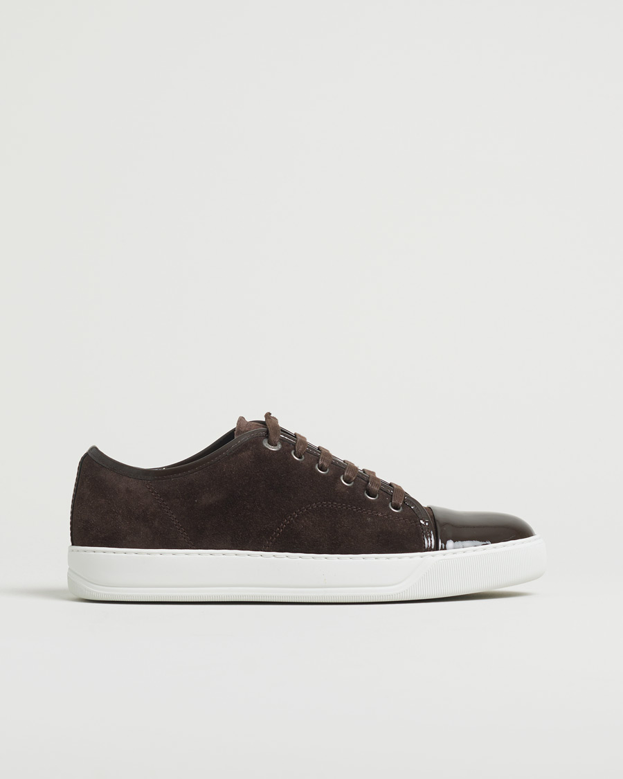Herre | Lanvin Patent Cap Toe Sneaker Dark Brown | Pre-owned | Lanvin Patent Cap Toe Sneaker Dark Brown
