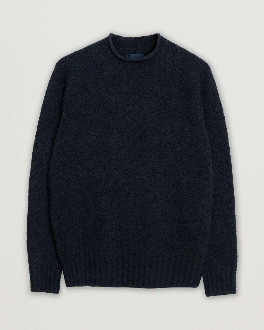 Herre | Drumohr Wool Boucle Mock Neck Navy 48 | Pre-owned | Drumohr Wool Boucle Mock Neck Navy 48