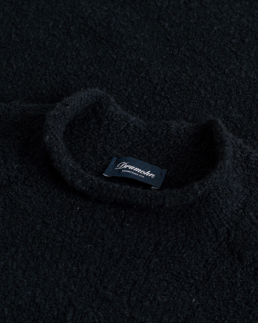Herre | Drumohr Wool Boucle Mock Neck Navy 48 | Pre-owned | Drumohr Wool Boucle Mock Neck Navy 48