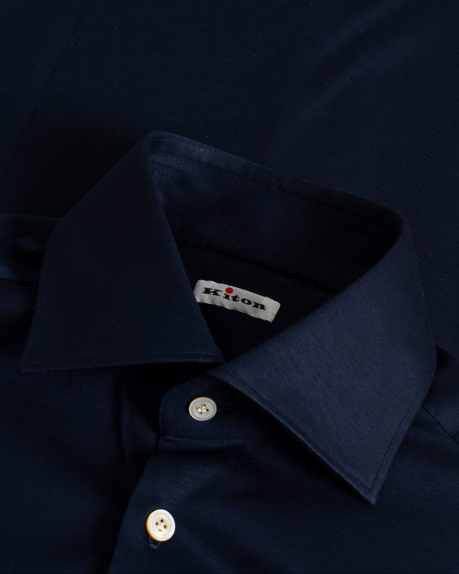 Herre | Kiton Cotton Jersey Shirt Navy | Pre-owned | Kiton Cotton Jersey Shirt Navy