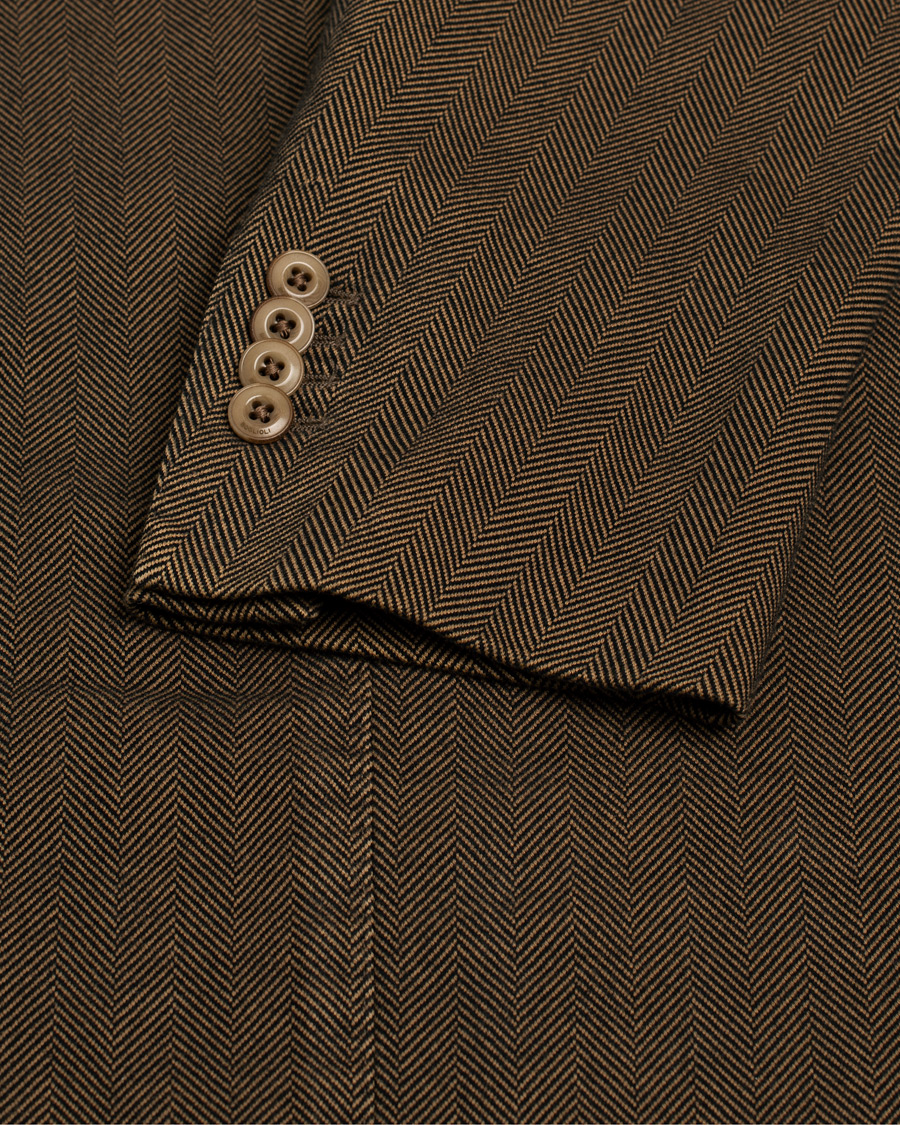 Herre | Boglioli Cotton Herringbone Blazer Brown 54 | Pre-owned | Boglioli Cotton Herringbone Blazer Brown 54