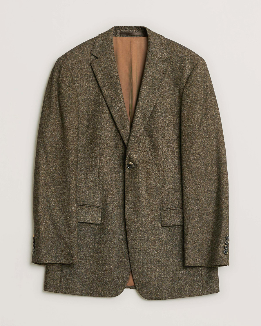 Herre | Pre-owned Dressjakker | Pre-owned | BOSS Vintage Wool Herringbone Blazer Brown 48