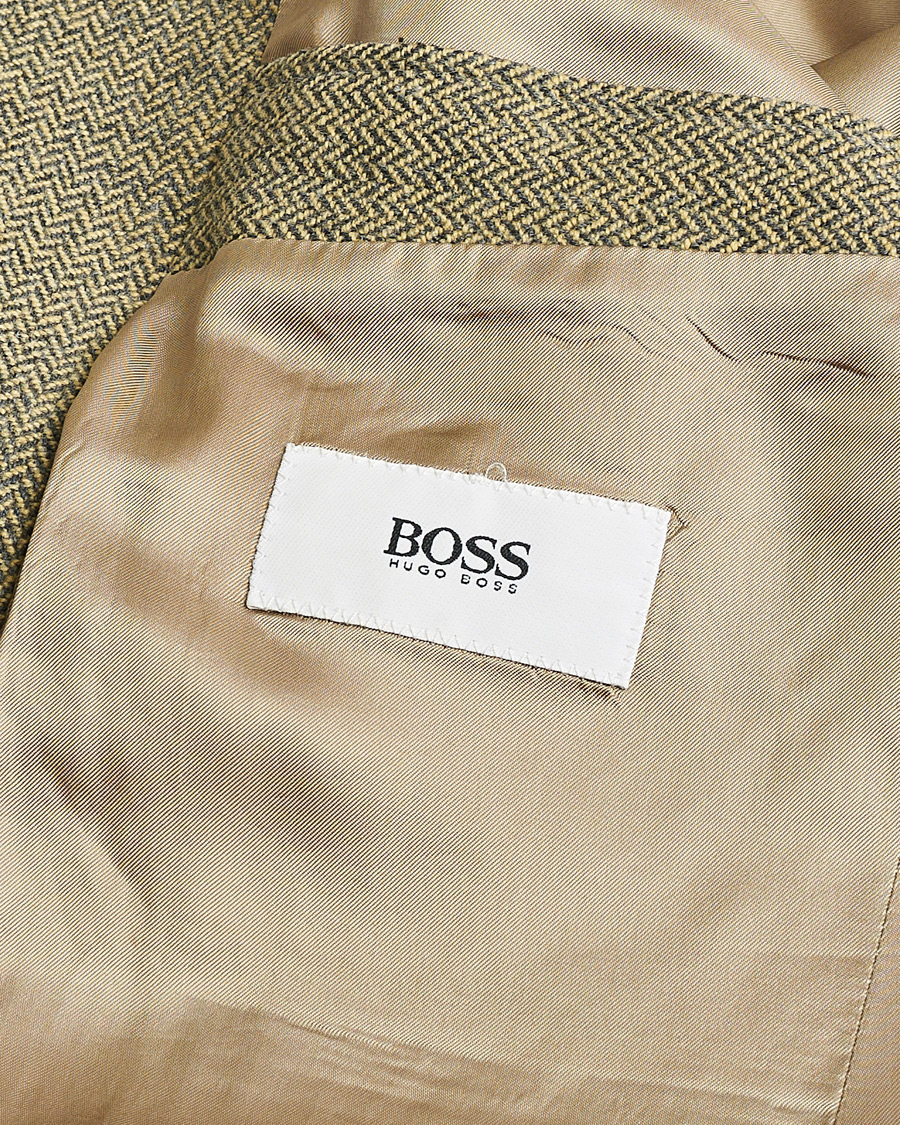 Herre | Pre-owned Dressjakker | Pre-owned | BOSS Vintage Wool Herringbone Blazer Beige 50