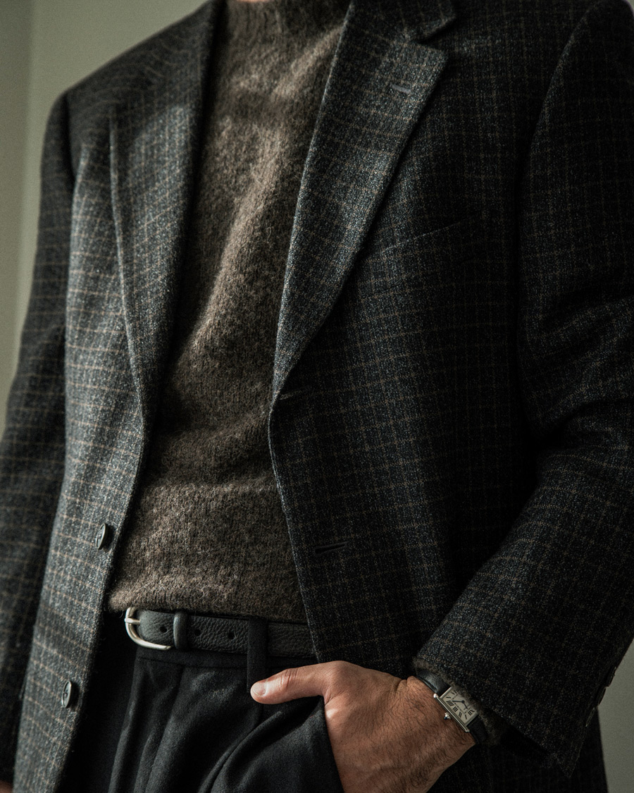 Herre | Pre-owned Dressjakker | Pre-owned | Ermenegildo Zegna Vintage Wool Checked Blazer Dark Grey 50