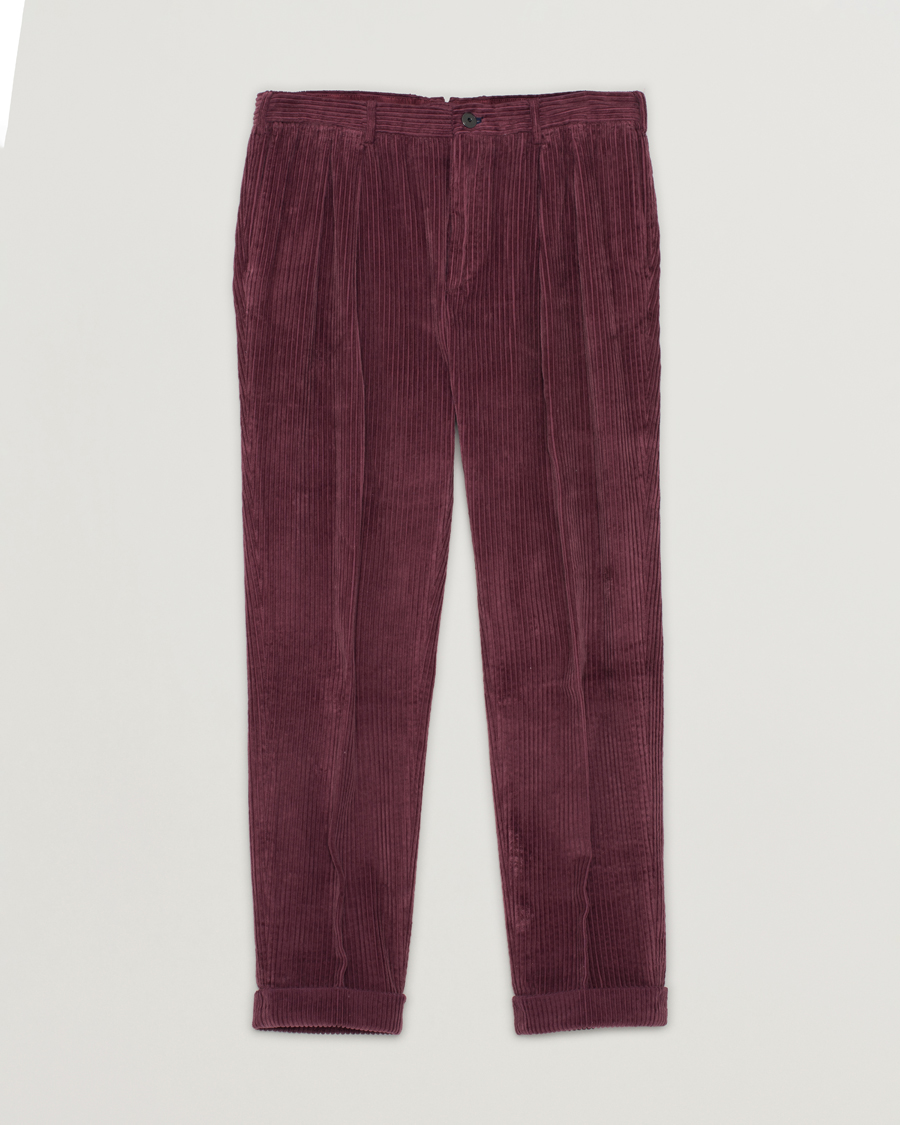 Herre | Bukser | Pre-owned | Incotex Carrot fit Cord Slacks Red 50