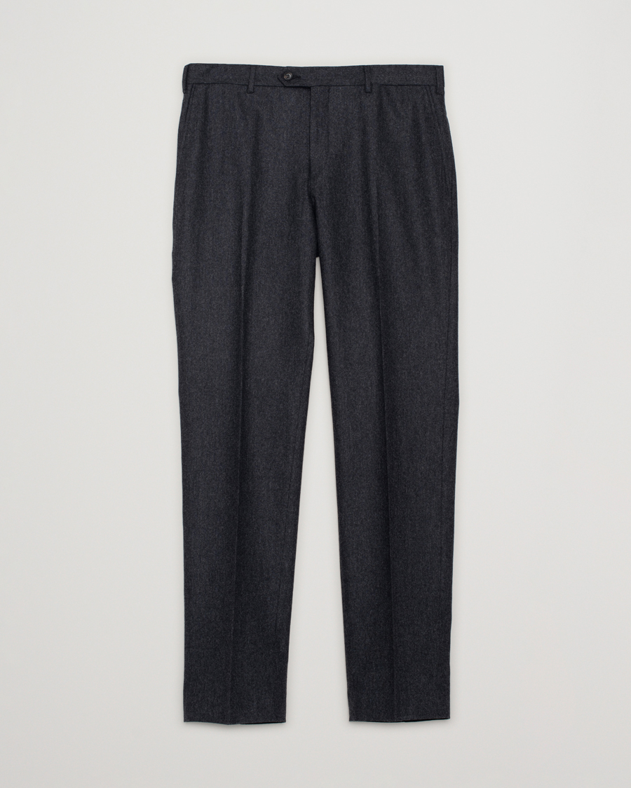 Herre | Pal Zileri Straight Fit Flannel Trousers Dark Grey 50 | Pre-owned | Pal Zileri Straight Fit Flannel Trousers Dark Grey 50