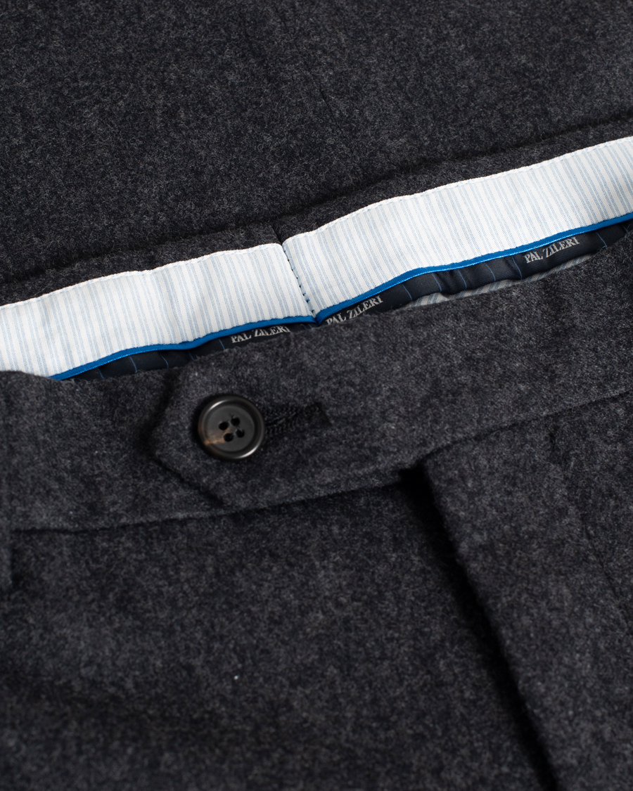Herre | Pal Zileri Straight Fit Flannel Trousers Dark Grey 50 | Pre-owned | Pal Zileri Straight Fit Flannel Trousers Dark Grey 50