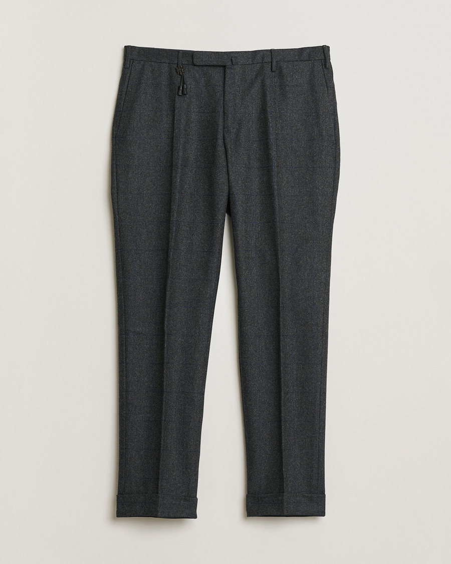 Herre | Pre-owned Bukser | Pre-owned | Incotex Slim Fit Flannel Trousers Dark Grey Check 50