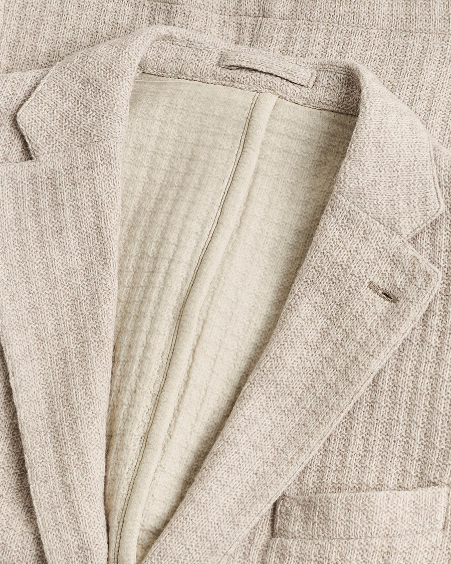 Herre | Pre-owned Dressjakker | Pre-owned | L.B.M. 1911 Knitted Punto Wool Structure Blazer Camel 54