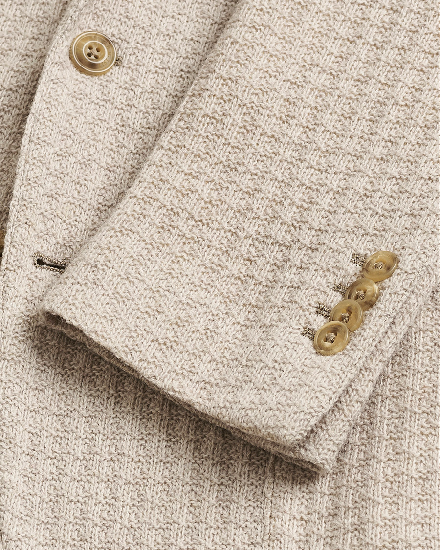 Herre | Pre-owned Dressjakker | Pre-owned | L.B.M. 1911 Knitted Punto Wool Structure Blazer Camel 54