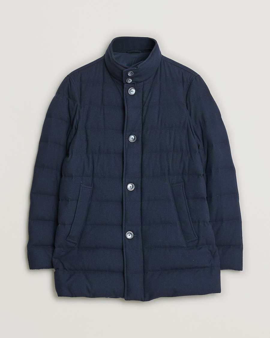 Herre | Pre-owned Jakker | Pre-owned | Herno Cashmere Flannel Down Coat Navy