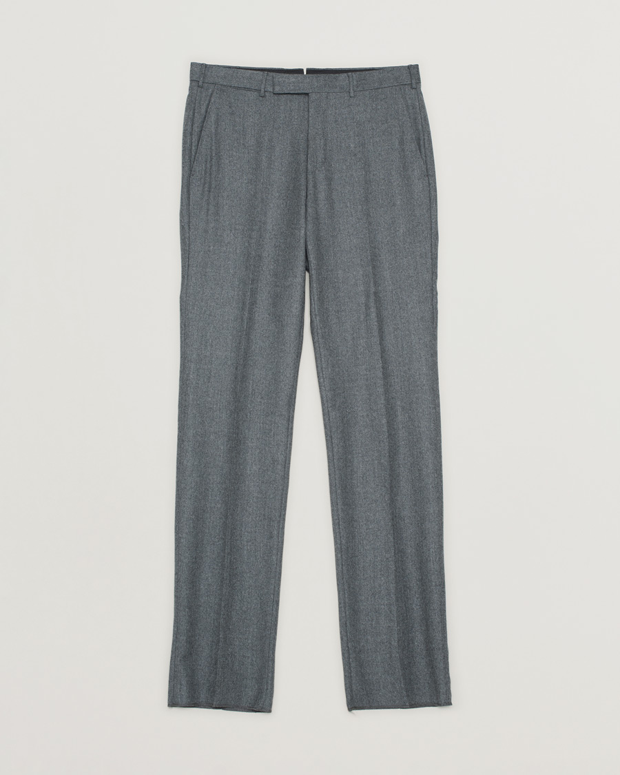 Herre | Zegna Carded Flannel Trousers Grey Melange | Pre-owned | Zegna Carded Flannel Trousers Grey Melange